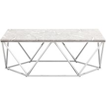 Журнальный столик Stool Group Авалон 122*66 серый мрамор сталь серебро