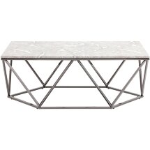 Журнальный столик Stool Group Авалон 122*66 серый мрамор сталь темный хром