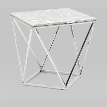Журнальный столик Stool Group Авалон 61*61 серый мрамор сталь серебро
