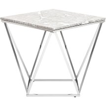 Журнальный столик Stool Group Авалон 61*61 серый мрамор сталь серебро