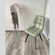 Стул CHILLI SQUARE HK017-15 серо-зеленый, PU/ черный каркас М-City
