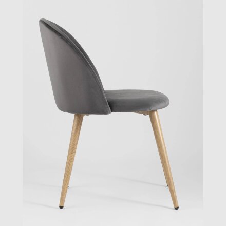 Стул Stool Group Лион серый, сиденье и спинка из серого велюра, каркас из оцинкованного металла с принтом под нат