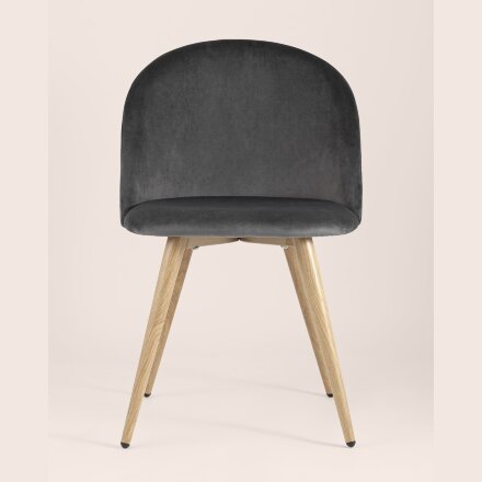Стул Stool Group Лион серый, сиденье и спинка из серого велюра, каркас из оцинкованного металла с принтом под нат