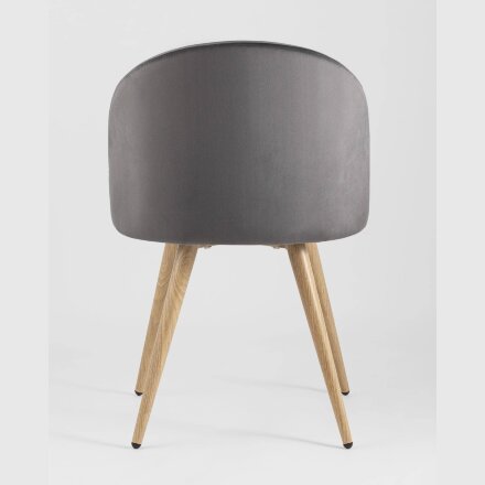 Стул Stool Group Лион серый, сиденье и спинка из серого велюра, каркас из оцинкованного металла с принтом под нат