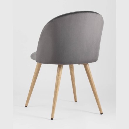 Стул Stool Group Лион серый, сиденье и спинка из серого велюра, каркас из оцинкованного металла с принтом под нат
