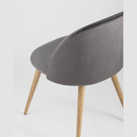 Стул Stool Group Лион серый, сиденье и спинка из серого велюра, каркас из оцинкованного металла с принтом под нат