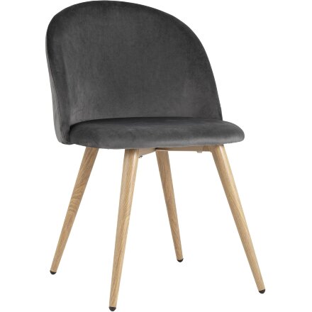 Стул Stool Group Лион серый, сиденье и спинка из серого велюра, каркас из оцинкованного металла с принтом под нат