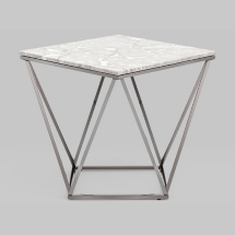 Журнальный столик Stool Group Авалон 61*61 серый мрамор сталь темный хром