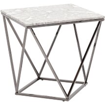 Журнальный столик Stool Group Авалон 61*61 серый мрамор сталь темный хром