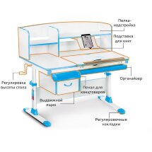 Детский стол Mealux Evo-50  EVO-50  BL - столешница белая / ножки белые с голубыми накладками  четыре коробки