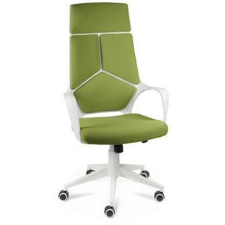 Кресло офисное / IQ / (White plastic green) белый пластик / зеленая ткань 