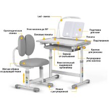 Комплект мебели Mealux EVO  столик стульчик лампа  BD-20 G- столешница белая / пластик серый  одна коробка