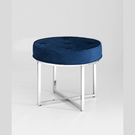 Банкетка Stool Group САПФИР сталь серебро, нержавеющая сталь, обивка сиденья синий велюр
