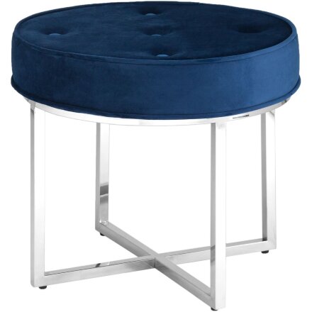 Банкетка Stool Group САПФИР сталь серебро, нержавеющая сталь, обивка сиденья синий велюр