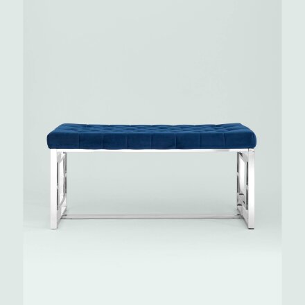 Банкетка Stool Group БРУКЛИН сталь серебро, нержавеющая сталь, обивка сиденья синий велюр
