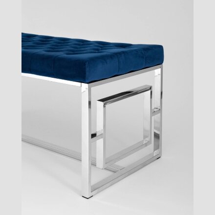 Банкетка Stool Group БРУКЛИН сталь серебро, нержавеющая сталь, обивка сиденья синий велюр