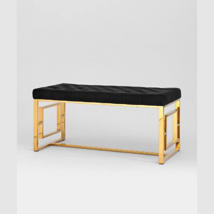 Банкетка Stool Group БРУКЛИН сталь золото, нержавеющая сталь, обивка сиденья велюр черный