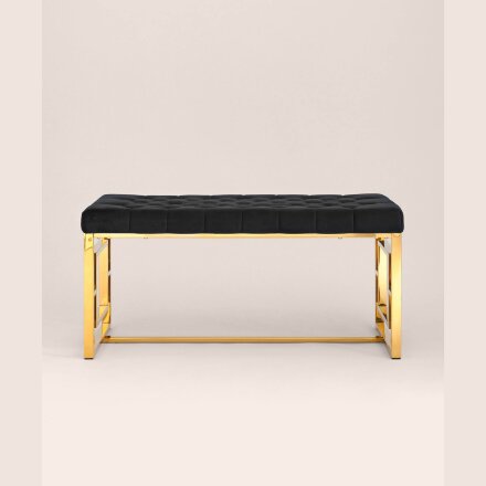 Банкетка Stool Group БРУКЛИН сталь золото, нержавеющая сталь, обивка сиденья велюр черный