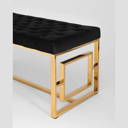 Банкетка Stool Group БРУКЛИН сталь золото, нержавеющая сталь, обивка сиденья велюр черный