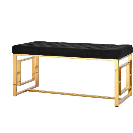 Банкетка Stool Group БРУКЛИН сталь золото, нержавеющая сталь, обивка сиденья велюр черный