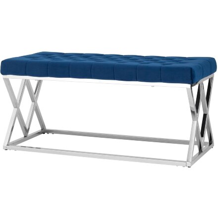 Банкетка Stool Group ИНСИГНИЯ сталь серебро, нержавеющая сталь, обивка сиденья синий велюр
