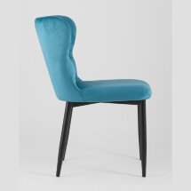 Стул Stool Group Лилиан велюровый бирюзовый мягкая обивка, черные металлические ножки