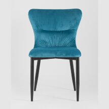 Стул Stool Group Лилиан велюровый бирюзовый мягкая обивка, черные металлические ножки