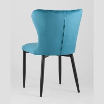 Стул Stool Group Лилиан велюровый бирюзовый мягкая обивка, черные металлические ножки