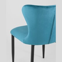 Стул Stool Group Лилиан велюровый бирюзовый мягкая обивка, черные металлические ножки