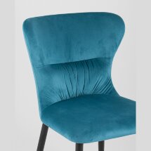 Стул Stool Group Лилиан велюровый бирюзовый мягкая обивка, черные металлические ножки