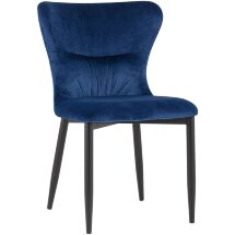 Стул Stool Group Лилиан велюр синий мягкая обивка, черные металлические ножки