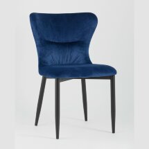 Стул Stool Group Лилиан велюр синий мягкая обивка, черные металлические ножки