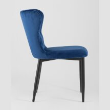 Стул Stool Group Лилиан велюр синий мягкая обивка, черные металлические ножки