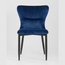 Стул Stool Group Лилиан велюр синий мягкая обивка, черные металлические ножки