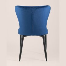 Стул Stool Group Лилиан велюр синий мягкая обивка, черные металлические ножки