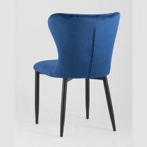 Стул Stool Group Лилиан велюр синий мягкая обивка, черные металлические ножки