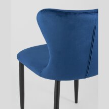 Стул Stool Group Лилиан велюр синий мягкая обивка, черные металлические ножки