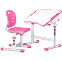 Комплект ErgoKids стол стул  Evo-07 Ergo Pink  арт. Evo-07 Ergo PN  - столешница белая / цвет пластика розовый  коробок-1 шт.