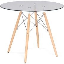 Стол стеклянный Мебель Китая PT-151 90х90х76 clear glass / wood