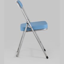 Стул складной Stool Group ДЖОН голубой обивка из экокожи на хромированном каркасе из металла