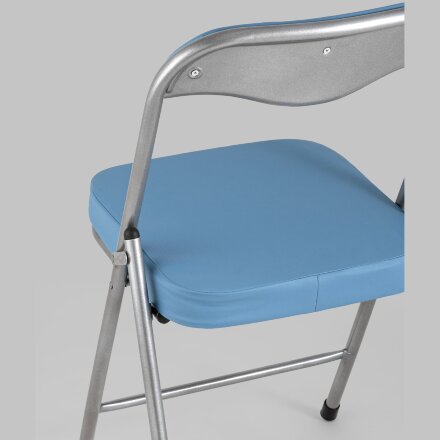 Стул складной Stool Group ДЖОН голубой обивка из экокожи на хромированном каркасе из металла 