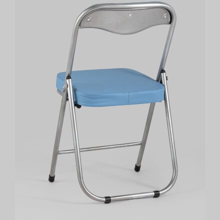 Стул складной Stool Group ДЖОН голубой обивка из экокожи на хромированном каркасе из металла 