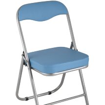 Стул складной Stool Group ДЖОН голубой обивка из экокожи на хромированном каркасе из металла