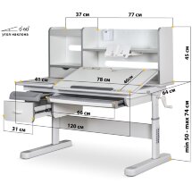 Комплект Mealux Evo парта Florida Multicolor G   кресло Onyx DPG  арт.EVO-52 W   G MC   Y 110 DPG  -  стол кресло  / столешница белая, накладки серые  коробок-3 шт.