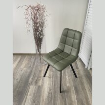 Стул CHILLI SQUARE HK017-22 серо-эвкалиптовый, PU/ черный каркас М-City