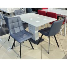 Стул CHILLI SQUARE HK017-09 серо-черничный, PU/ черный каркас М-City