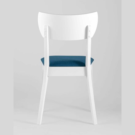 Комплект из четырех стульев Stool Group TOMAS WHITE из массива гевеи, каркас белый, сиденье синее 