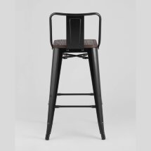 Стул полубарный Stool Group Tolix WOOD со спинкой черный глянцевый, черное основание, металл с порошковым покрытием