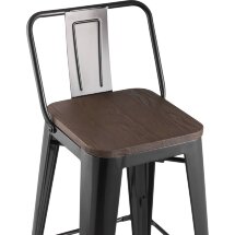 Стул полубарный Stool Group Tolix WOOD со спинкой черный глянцевый, черное основание, металл с порошковым покрытием