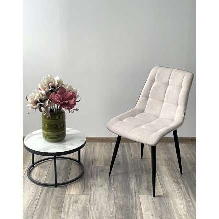 Стул CHIC HE622-01/ HE622-05 топленое молоко, ткань/ черный каркас М-City 